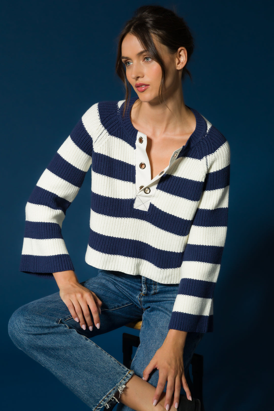 Sapphire Navy Stripe Sweater - Sweaters - Velvet Heart Clothing