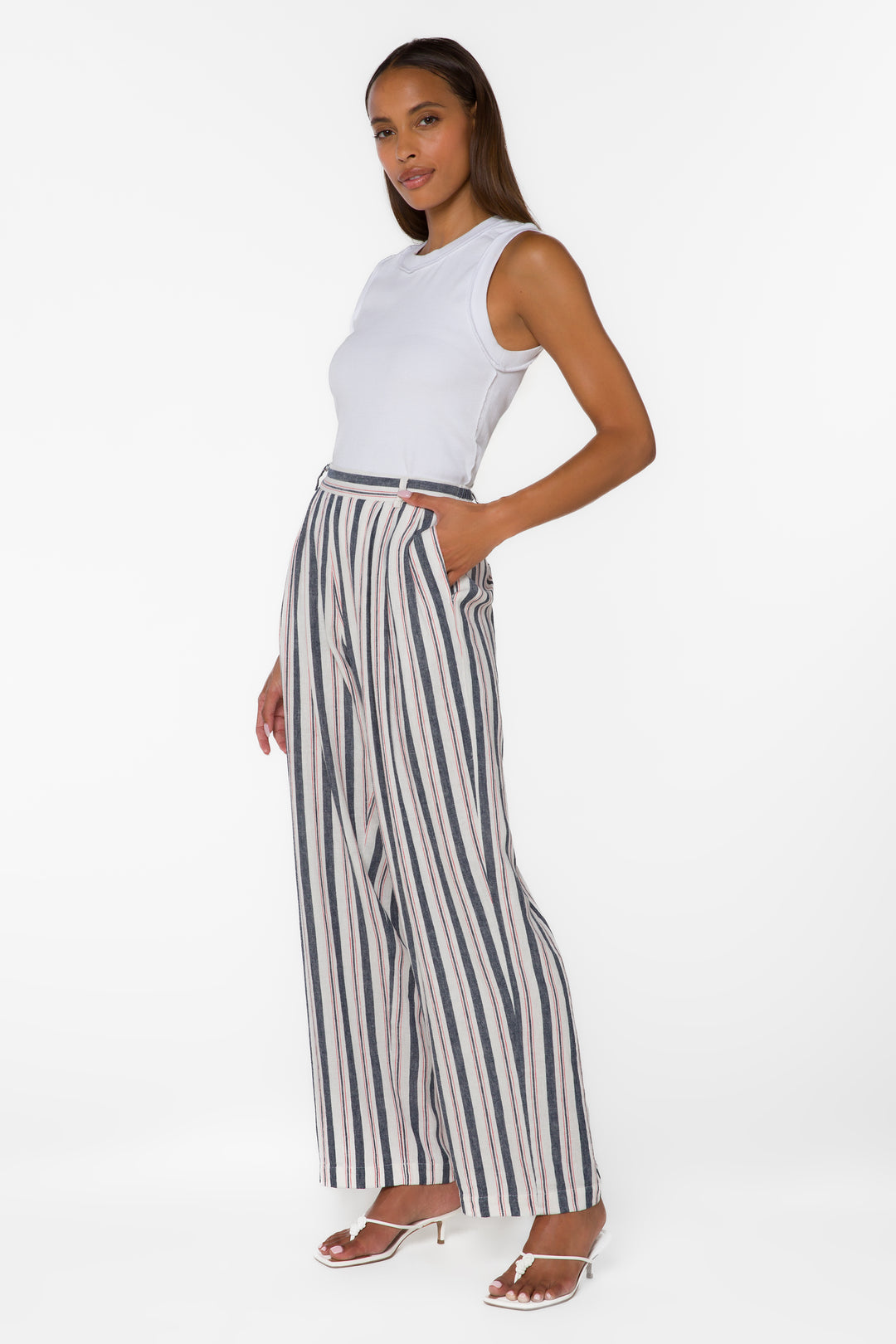 Sherlock Blue Stripe Pants - Pants - Velvet Heart Clothing
