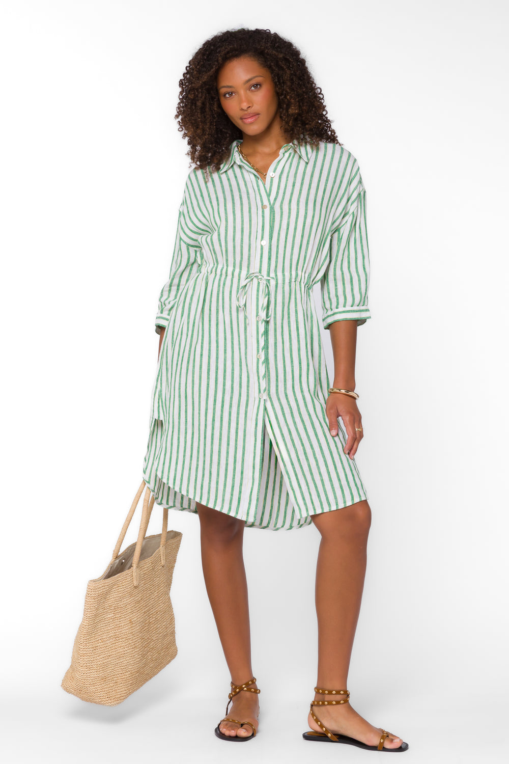 Jenneva Green Stripe Dress - Dresses - Velvet Heart Clothing