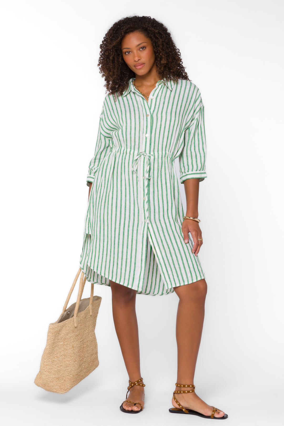 Jenneva Green Stripe Dress - Dresses - Velvet Heart Clothing