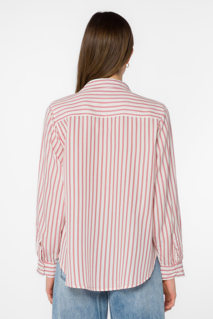 Talma Red Stripe Shirt - Tops - Velvet Heart Clothing
