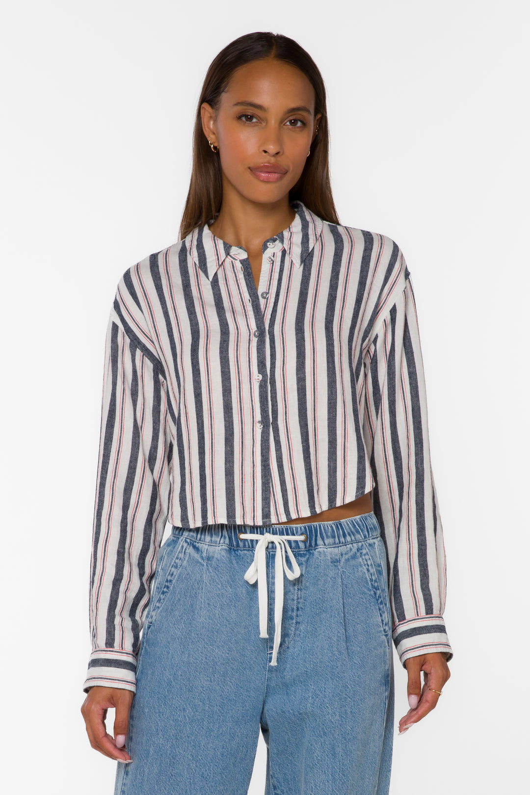 Trinity Blue Stripe Shirt - Tops - Velvet Heart Clothing
