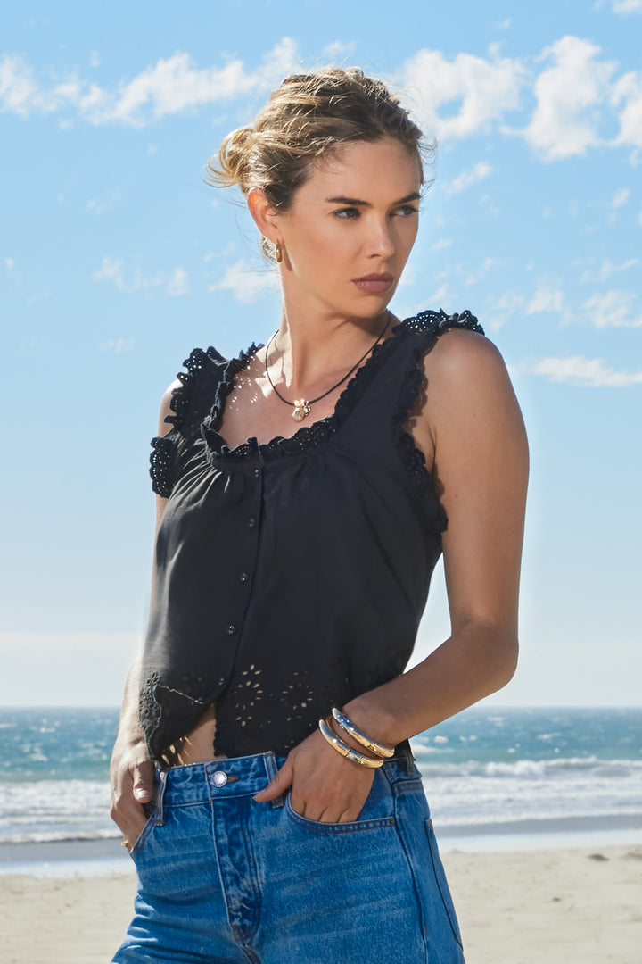 Rosabel Black Tank - Tops - Velvet Heart Clothing